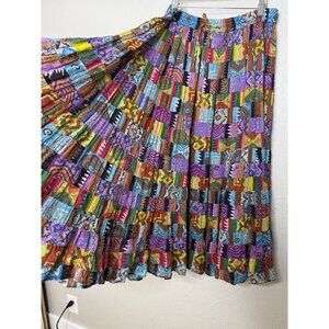 Silver Stream One Size Multicolored Broomstick Peasant Crinkle Skirt Patchwork